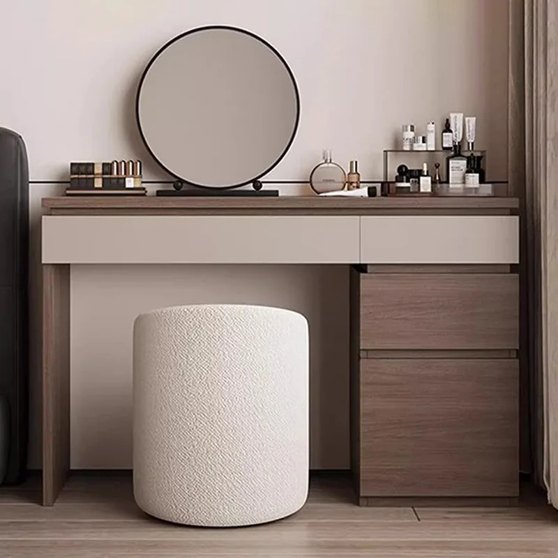 Makeup Beauty Lounge - Wood Shelf Vanity Table Modern Corner