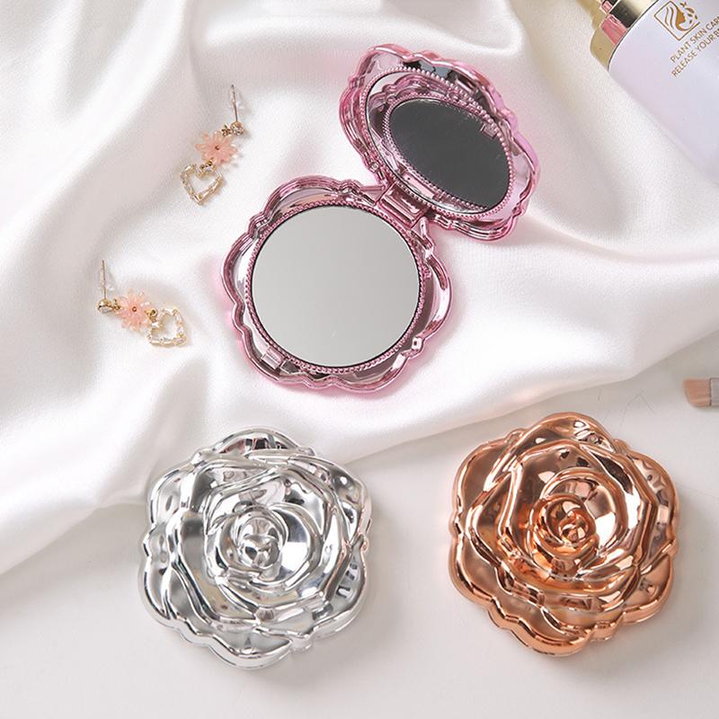 Beauty Rose Makeup - Portable Mini Mirror Retro Rose Flower