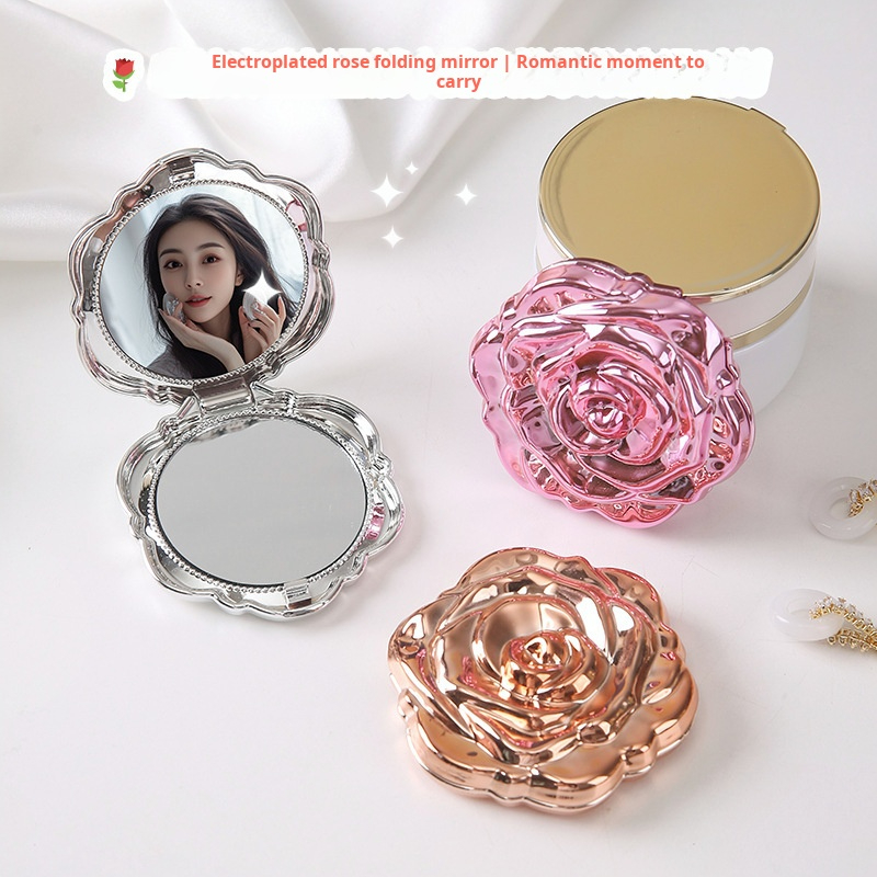 Beauty Rose Makeup - 1PC Portable Mini Mirror Retro Rose