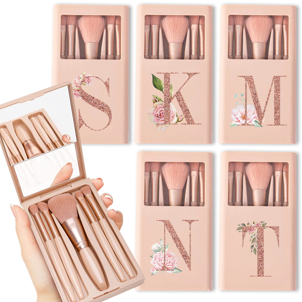 Beauty Rose Makeup - 5pcs Cosmetic Brush Kit With Mirror