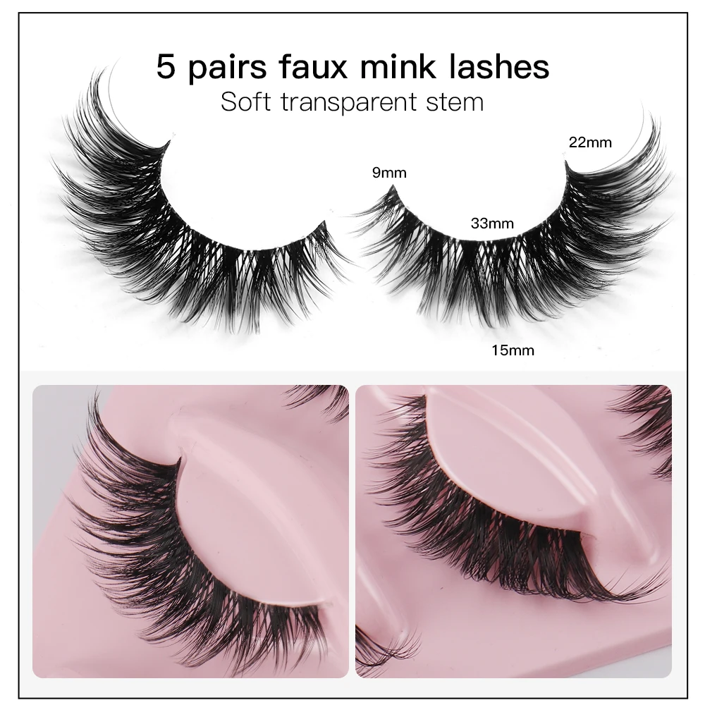 Cat Eye 5 Pairs 3D Natural Fal - đánh giá và giá Beauty Makeup Look