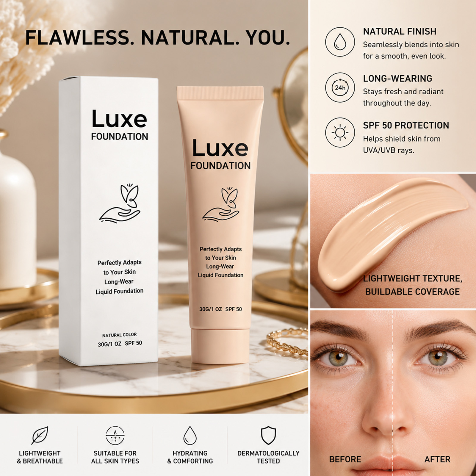 SPF 50+ Color Changing Foundat - đánh giá và giá Beauty Makeup Foundation