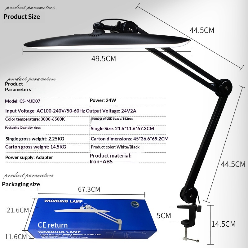 LED Foldable Clamp Desk Lamp E - đánh giá và giá Beauty Works Makeup