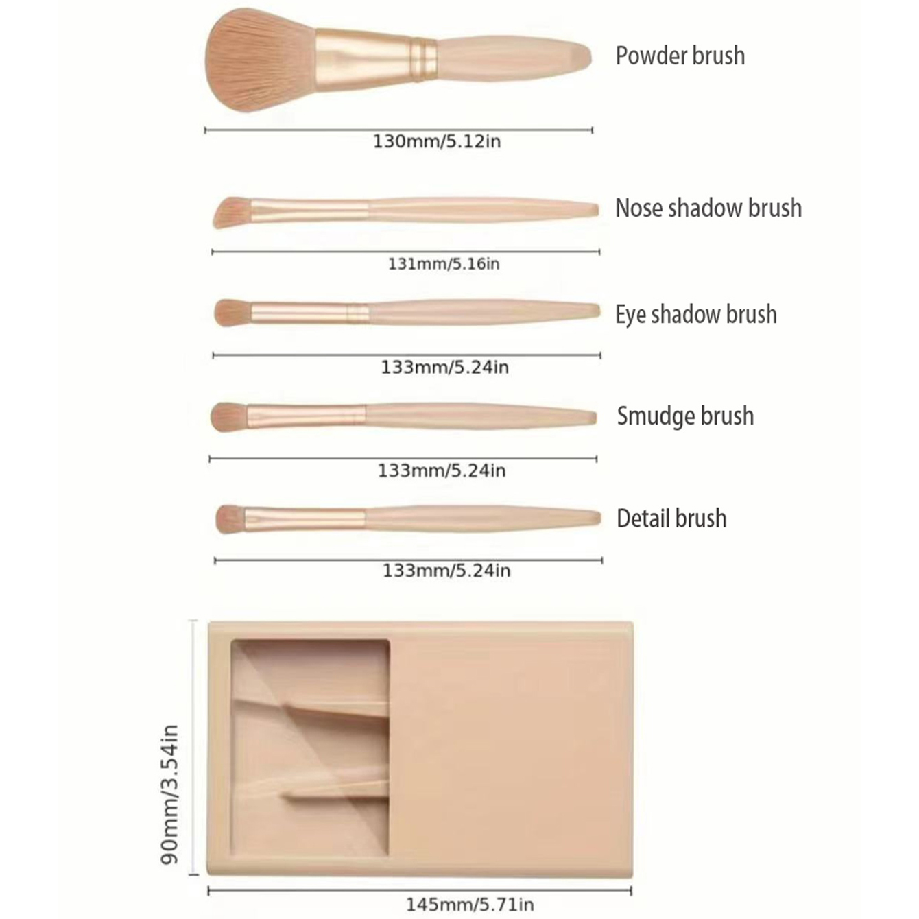 5pcs Cosmetic Brush Kit With M - đánh giá và giá Beauty Rose Makeup