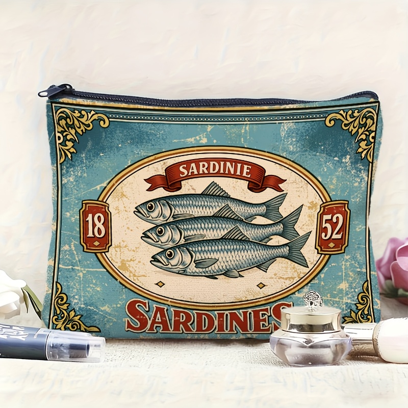 Retro Sardine Print Makeup Bag - đánh giá và giá Beauty Works Makeup