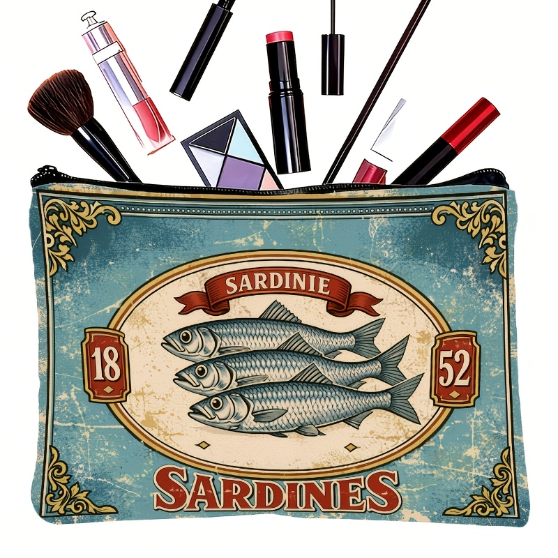 Retro Sardine Print Makeup Bag - đánh giá và giá Beauty Works Makeup